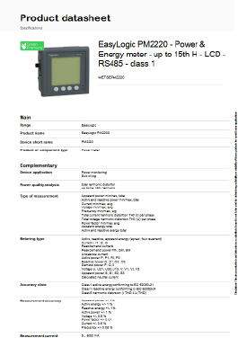 دیتاشیت‌ EcoStruxure: Energy monitoring