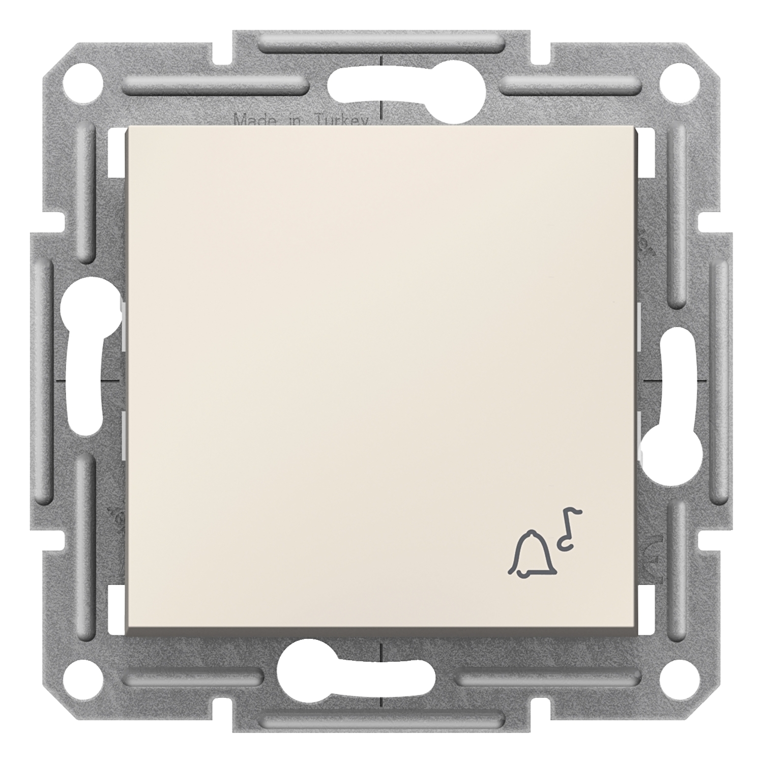 Asfora - شستی یک پل بدون کادر - 10AX - ترمینال بدون پیچ - کرم - دارای نماد زنگ