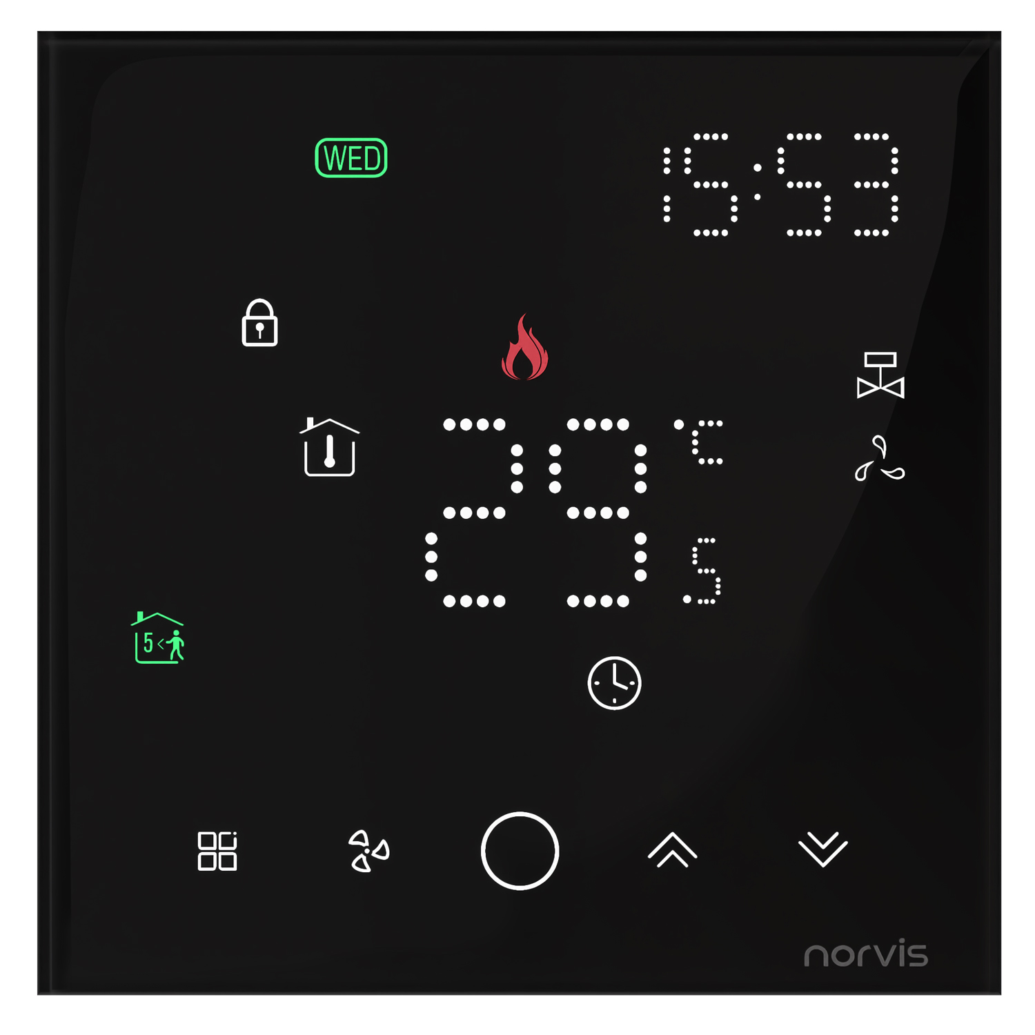 Ciel - ترموستات هوشمند - TSR13 - فن کویل دو لوله - Wi-Fi - مشکی