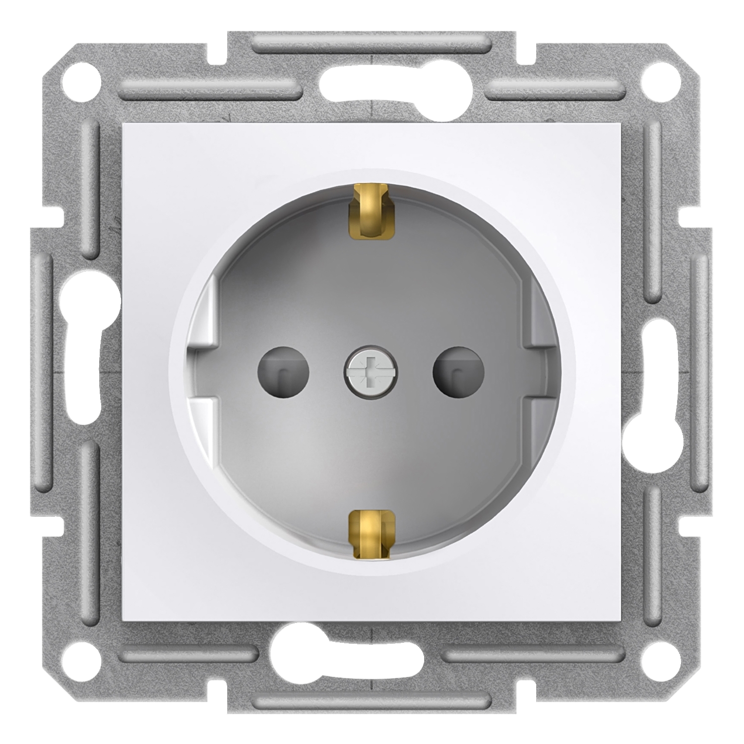Asfora - پریز تکی با ارت جانبی - 16A - محافظ کودک - بدون کادر - سفید