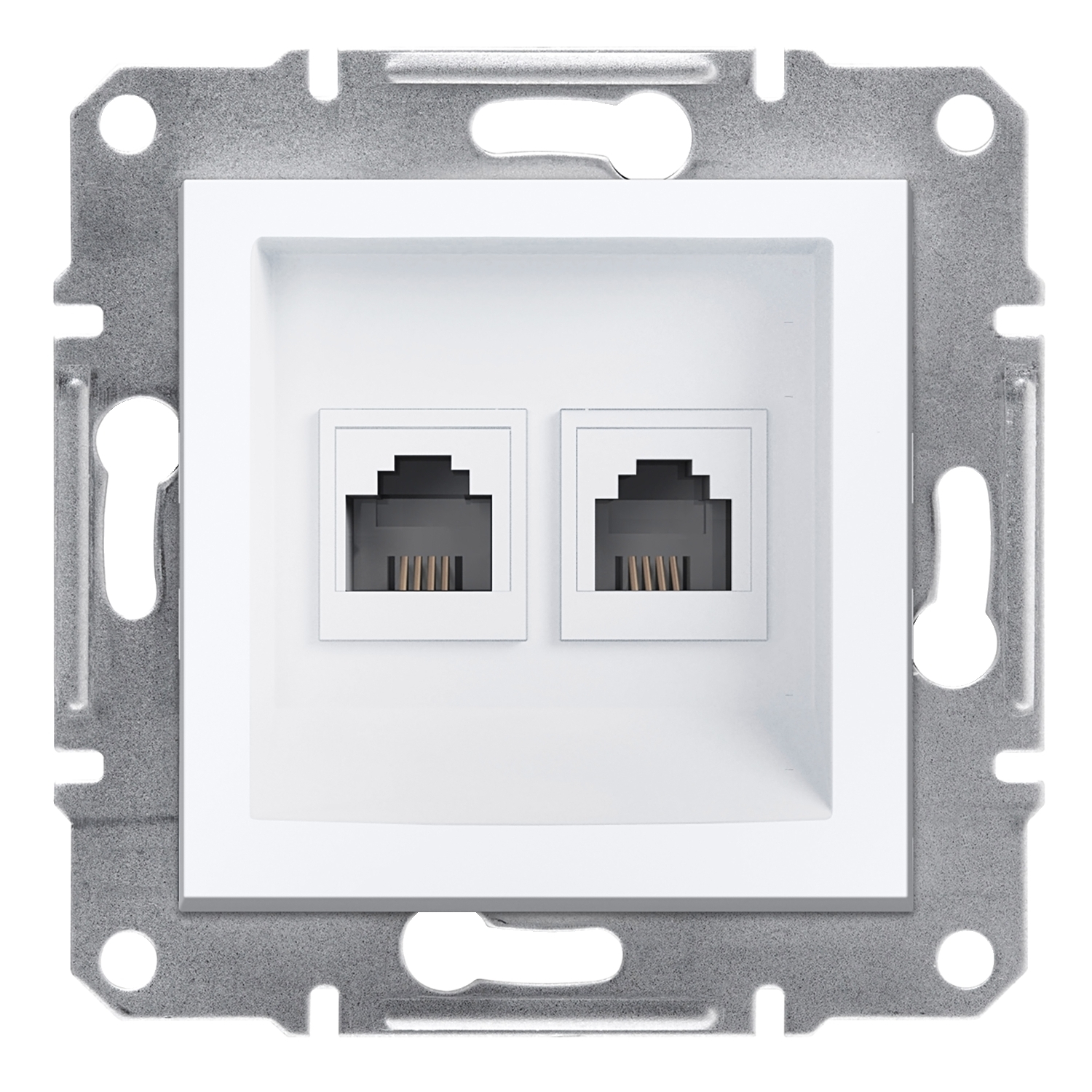 Asfora - سوکت تلفن دوبل - RJ11 - بدون کادر - سفید