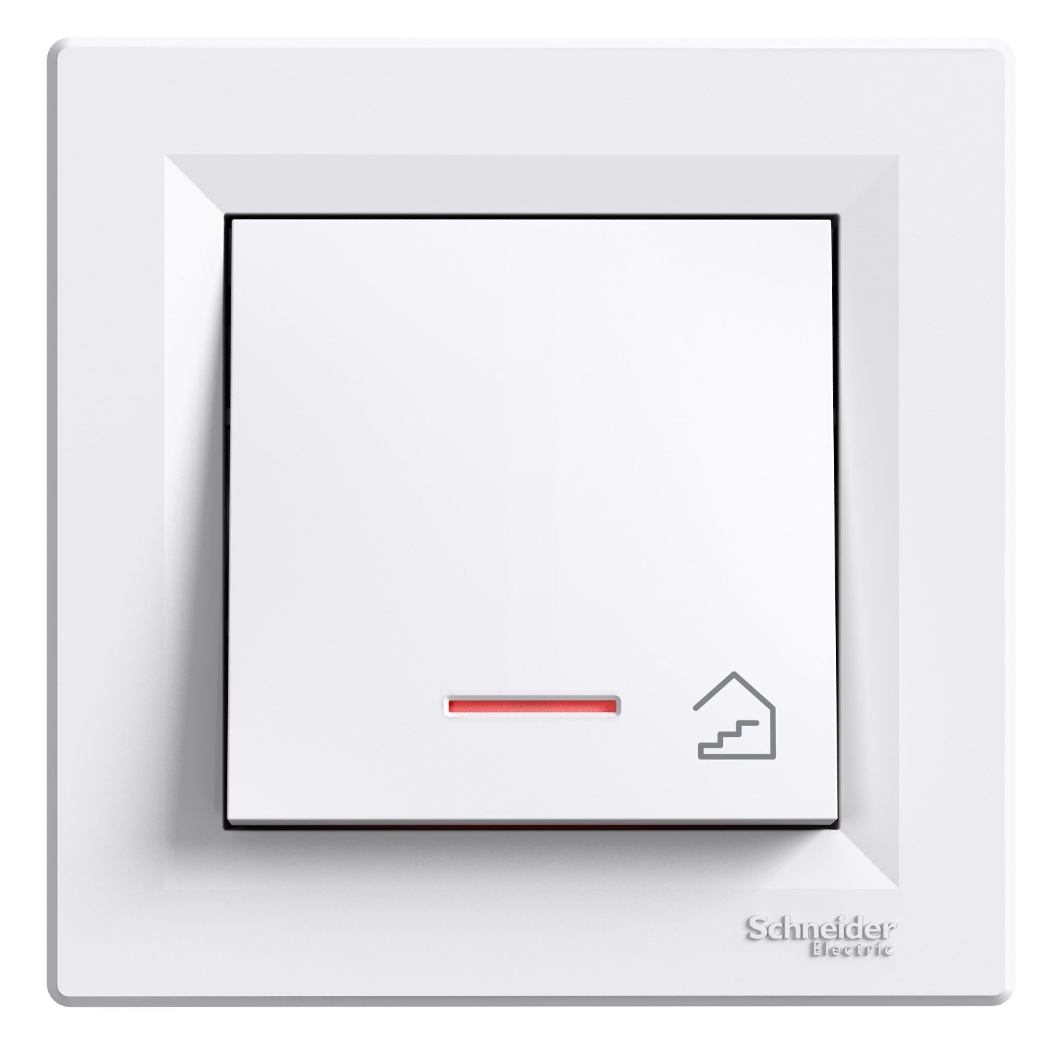 Asfora - شستی یک پل - 10A - ترمینال اهرمی - سفید - چراغ دار - با نماد پله