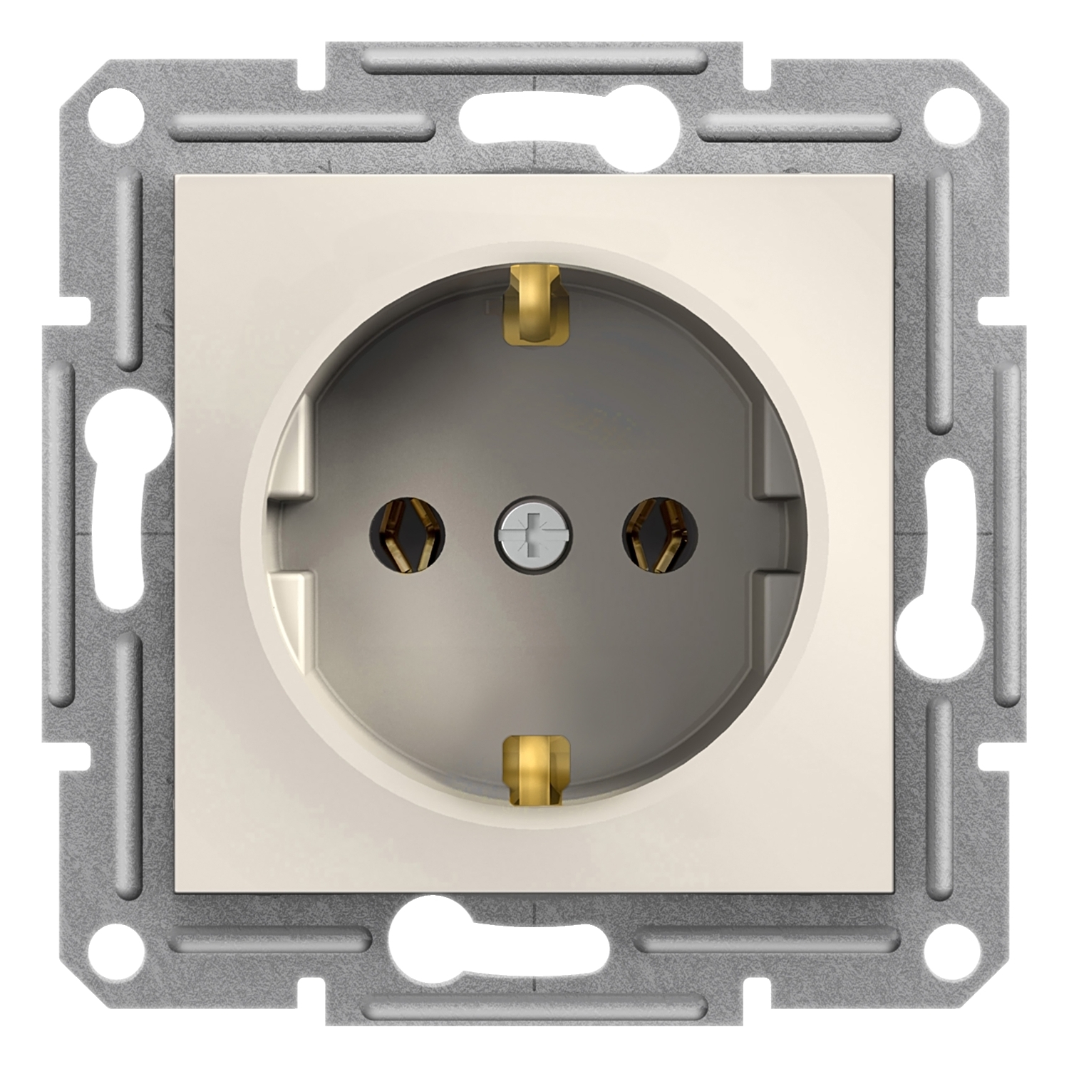 Asfora - پریز تکی با ارت جانبی - بدون کادر - 16A - کرم