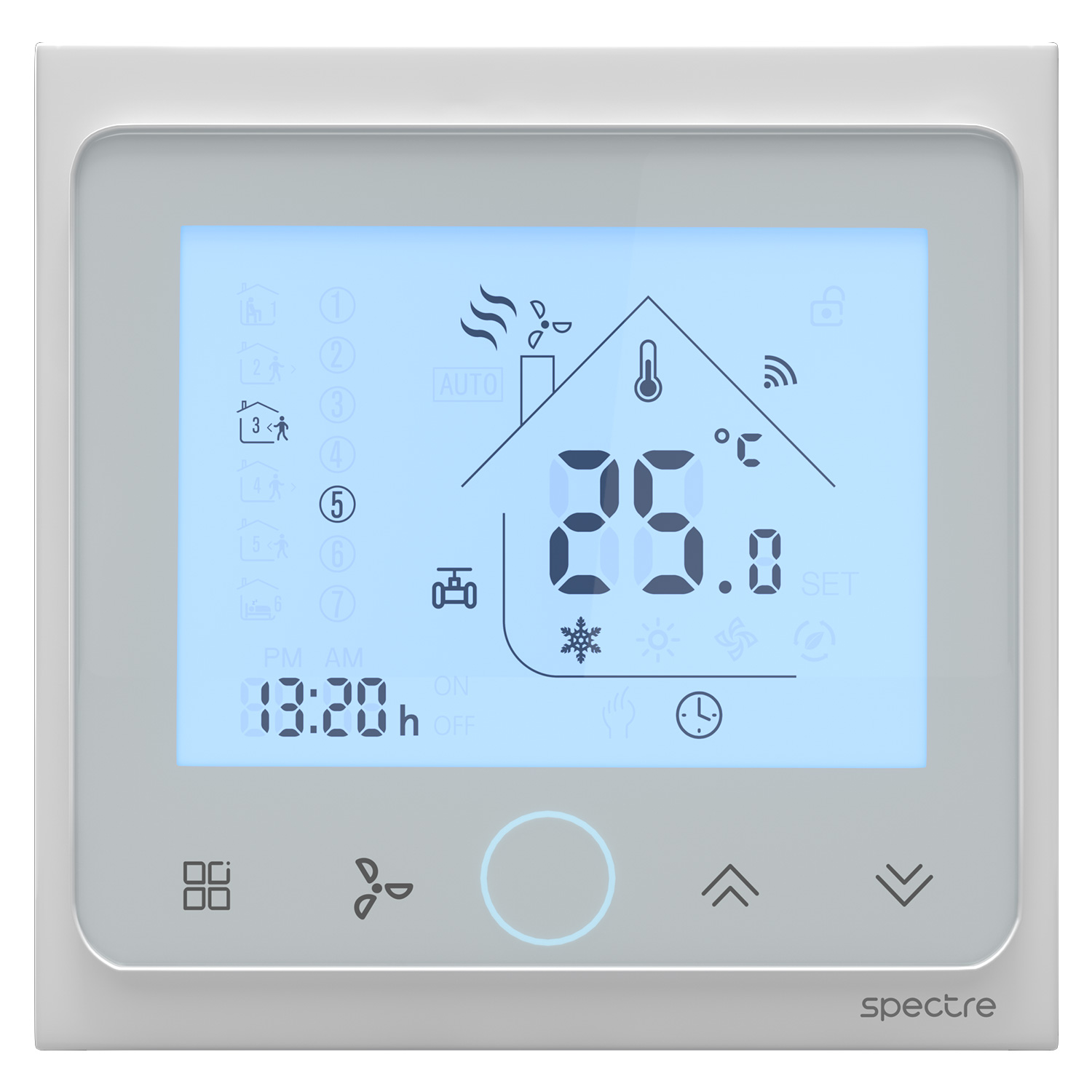 ترموستات هوشمند Ciel - سری TSR12 - فن کویل - Tuya - Wifi - دو لوله - سفید - سفید