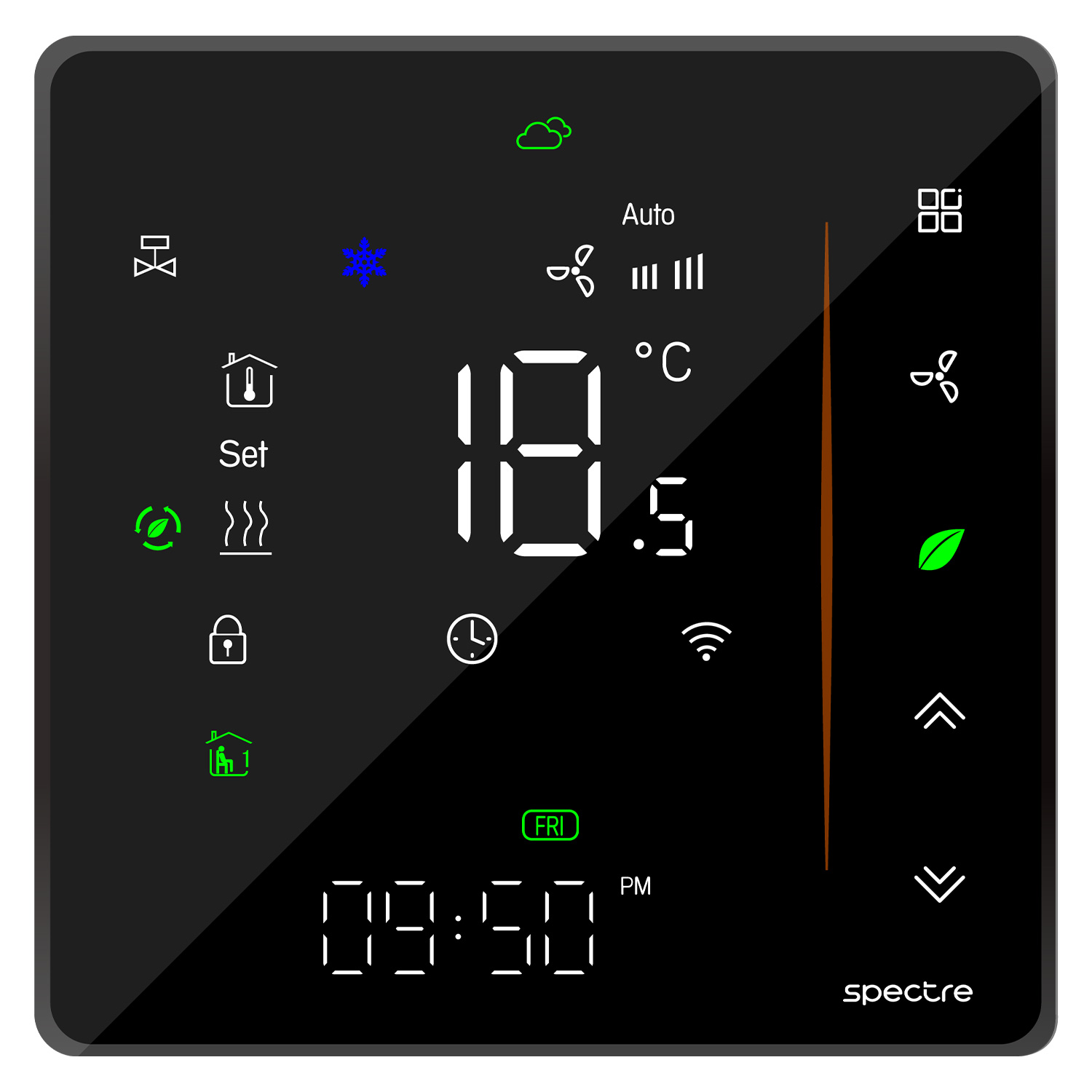 ترموستات هوشمند Ciel - سری TSR16 - فن کویل - Tuya - Wifi - دو لوله - مشکی