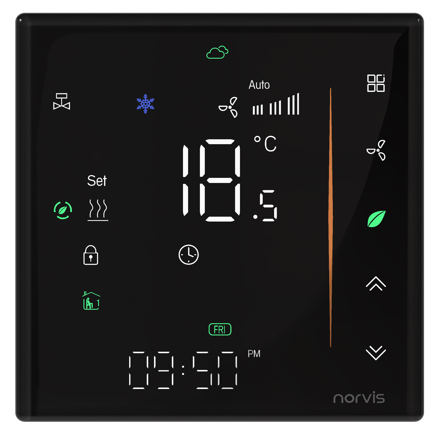 Ciel - ترموستات هوشمند - TSR16 - فن کویل چهار لوله - Wi-Fi - مشکی