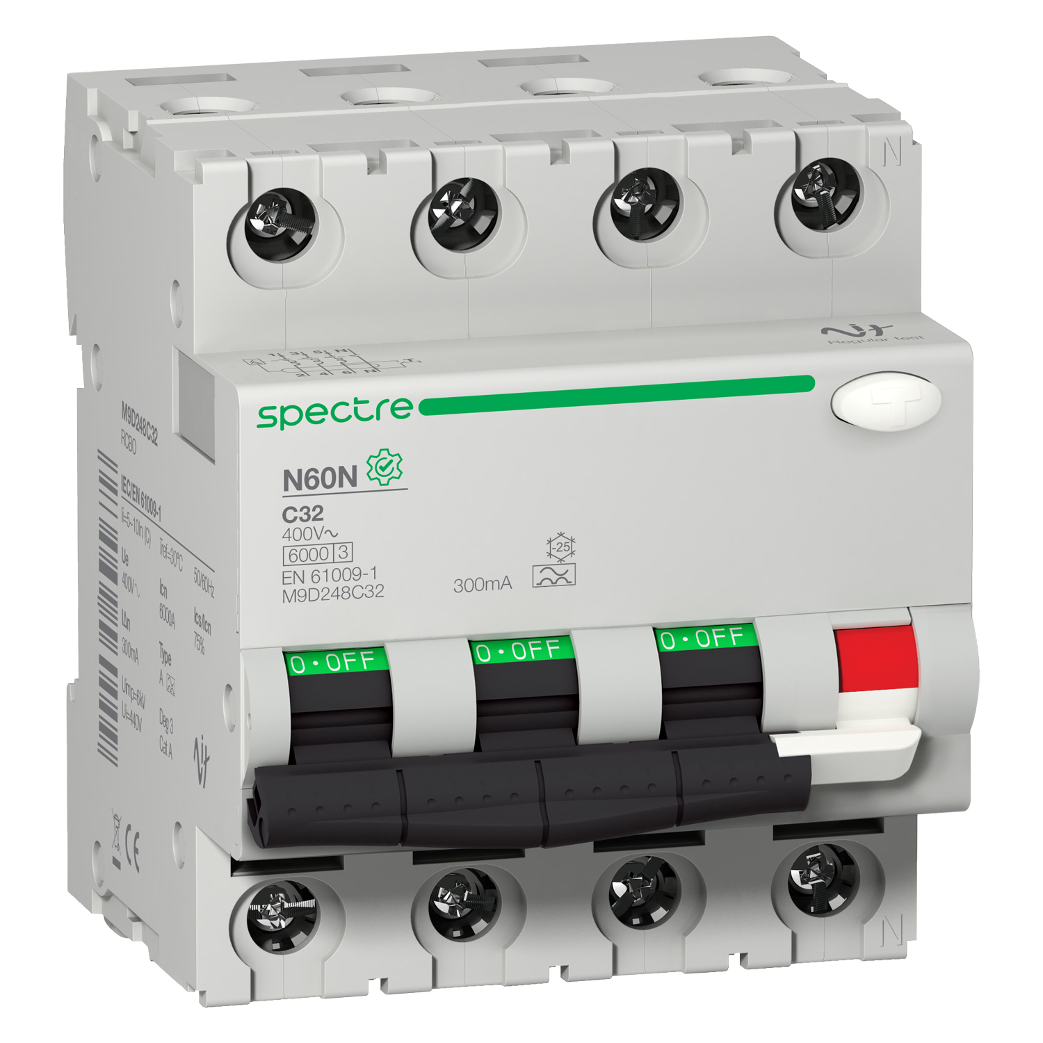 M9 - N60N - RCBO - 3P+N - 32A - C Curve - 300mA - type A