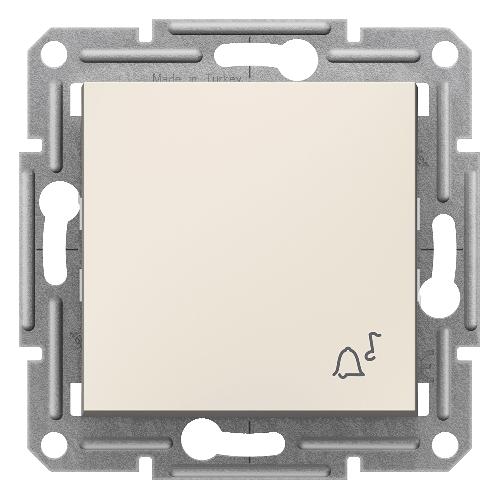 Asfora - شستی یک پل بدون کادر - 10AX - ترمینال بدون پیچ - کرم - دارای نماد زنگ