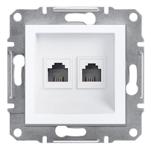 Asfora - سوکت تلفن دوبل - RJ11 - بدون کادر - سفید