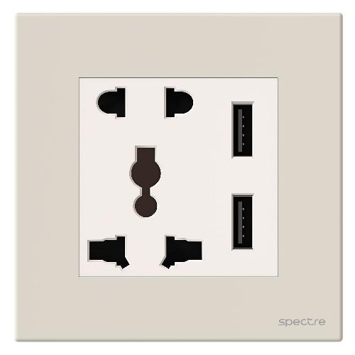 Avent - پریز پنج پین یونیورسال با USB-A و USB-C - سفید - 10A