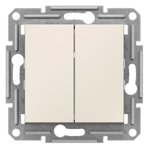 Asfora - کلید دو پل بدون کادر - 10AX - ترمینال بدون پیچ - کرم
