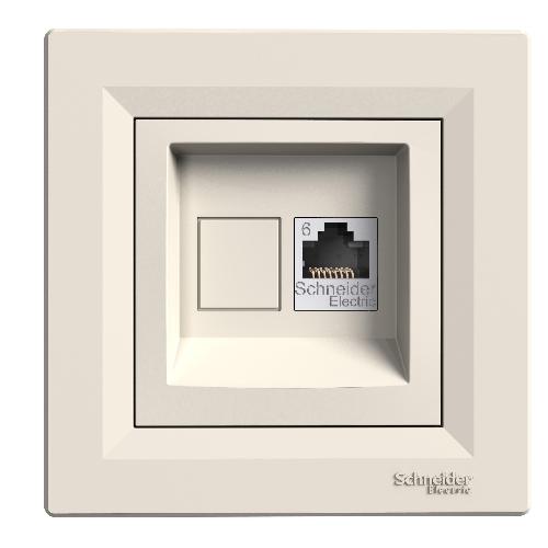 Asfora - سوکت شبکه تکی - RJ45 - کرم - cat.6 - UTP