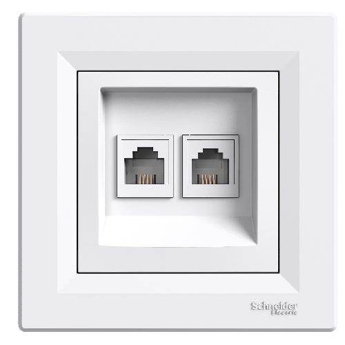 Asfora - سوکت تلفن دوبل - RJ11 - سفید