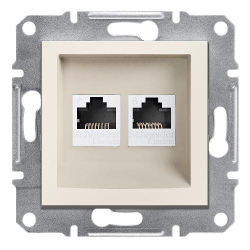 Asfora - سوکت شبکه دوبل - RJ45 - کرم - cat.6 - بدون کادر - UTP