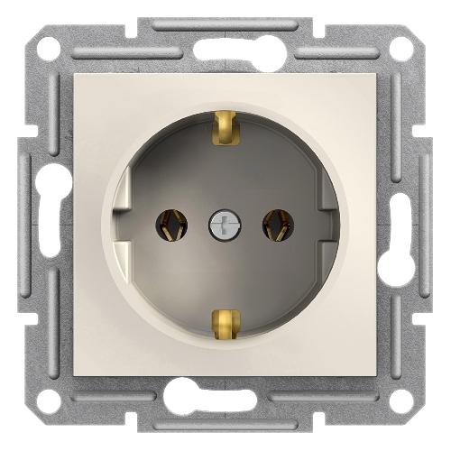 Asfora - پریز تکی با ارت جانبی - بدون کادر - 16A - کرم