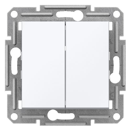 Asfora - کلید دو پل بدون کادر - 10AX - ترمینال بدون پیچ - سفید